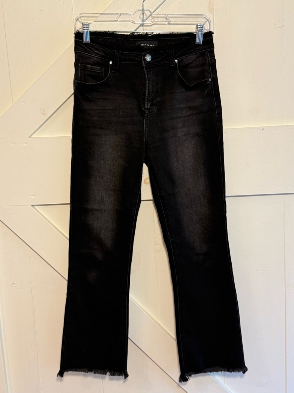 Risen Black Straight Leg Cropped Raw Hem Jeans 3/26